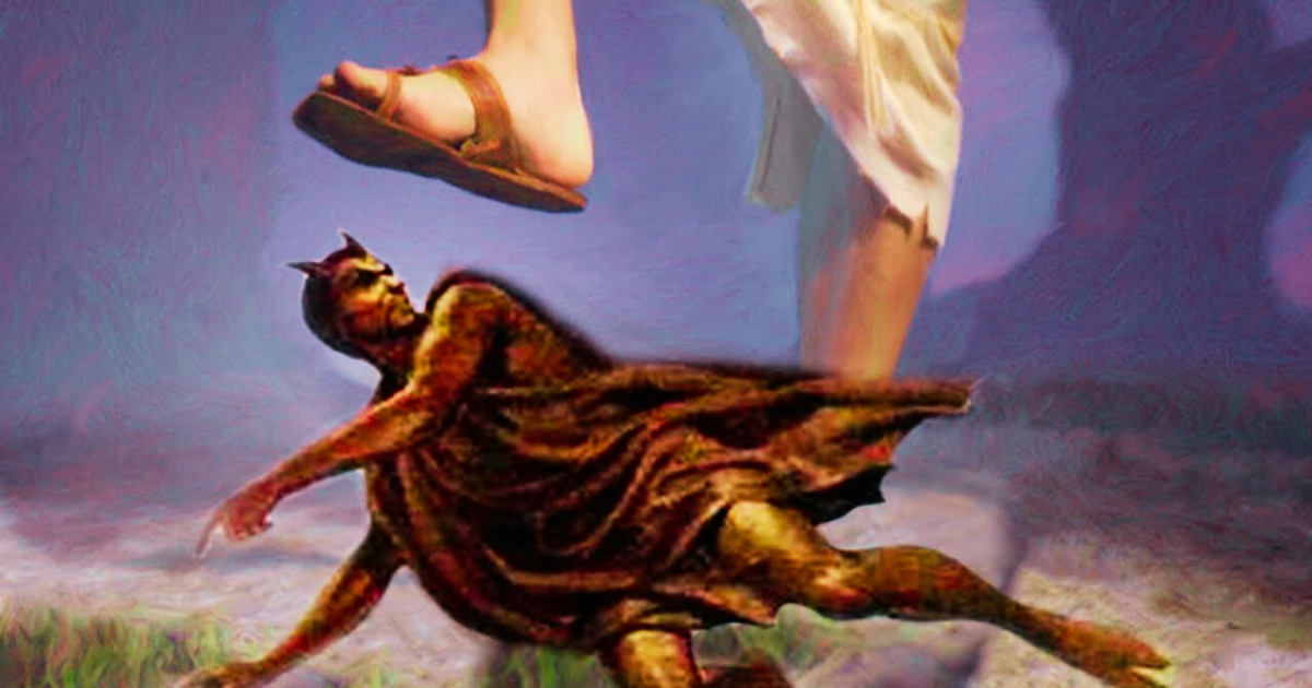 Satan's Ramp Jesus stepping on Satan - Loosening Captives Blog